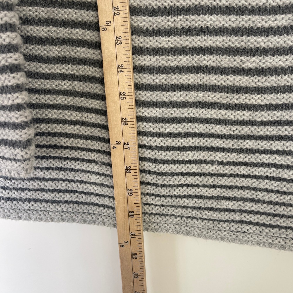 Haven Well Within Ottoman Stitch Striped Mock Neck Sweater Grey Wool Blend Large - Picture 8 of 8
